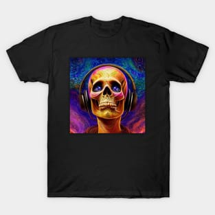 Design Skull Listening To Music T-Shirt